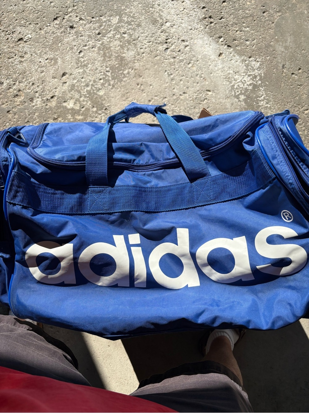 Addidas  Royal Blue Large Logo Duffel Bag-No Shoulder Straps